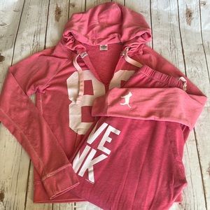 Victorias Secret Pink 86 Boyfriend Sweats & Matching Hoody Set Large